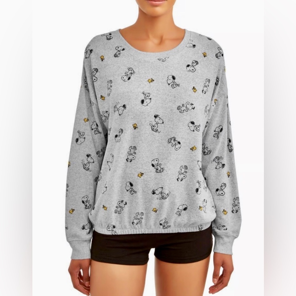 Peanuts- Gray Pajama sweatshirt & pants Set women’s, size XL - Picture 2 of 13